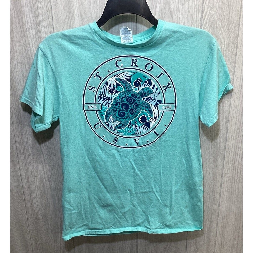 DELTA Women's (Size M) Short Sleeve Crew Neck T-Shirt 100% Cotton St. Croix